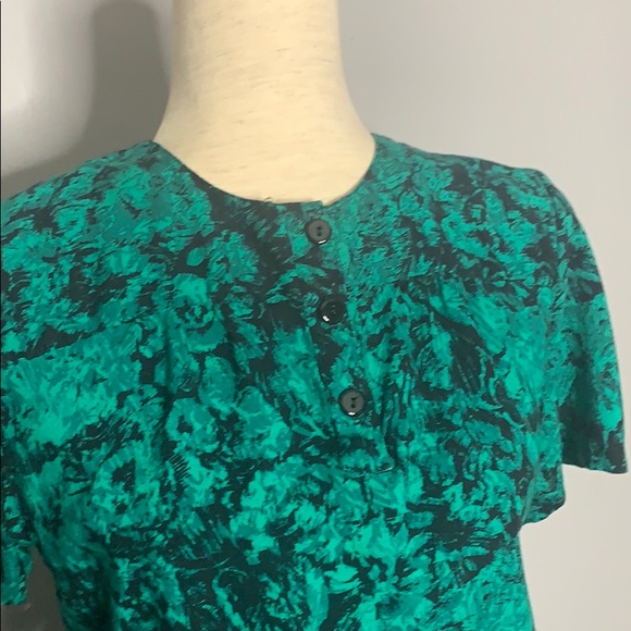 Vintage Green & Black Abstract  Blouson Dress 8 - Picture 3 of 12